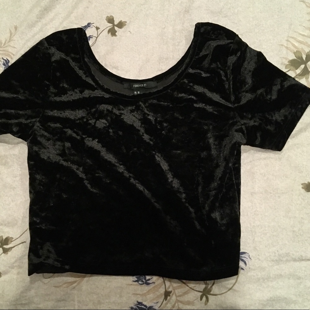 Black velvet crop top